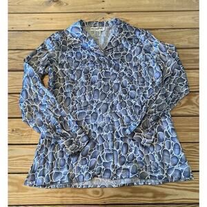 Karen Arnold Patterned Long Sleeve 100% Silk Button Up Shirt Small Women’s Black